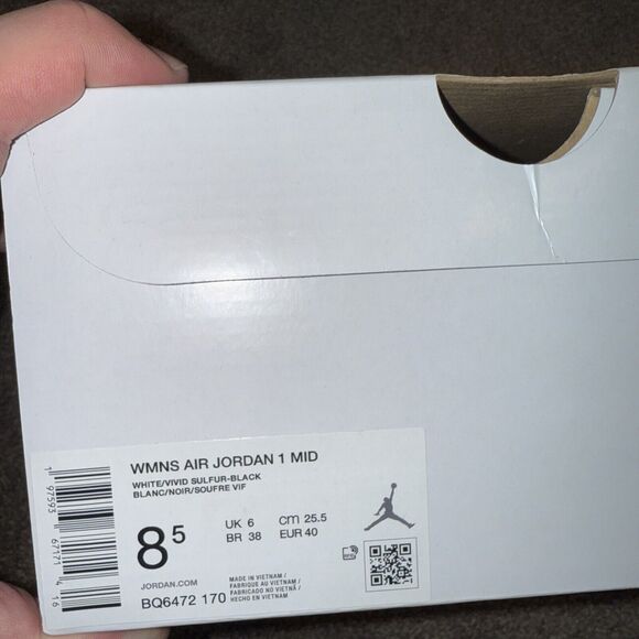 Nike Air Jordan 1 Mid Vivid Sulfur Yellow White BQ6472-170 Unisex Wmns Size 8.5 - Picture 7 of 7